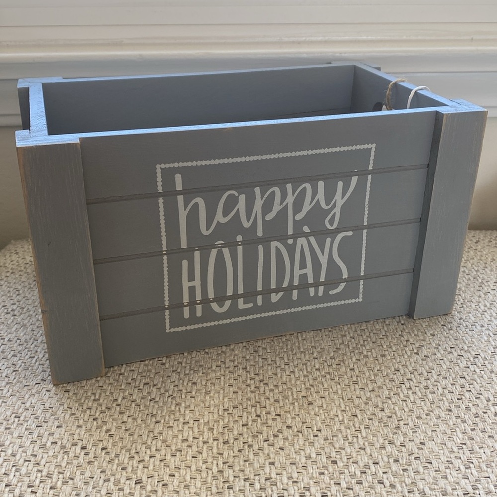 Grey Happy Holidays small goood gift box. Taylor Madison designs. Never used